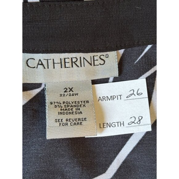 Catherines Women’s Pleated Floral Button Up Top Size 2X Black Long Sleeves Artsy - Picture 2 of 12